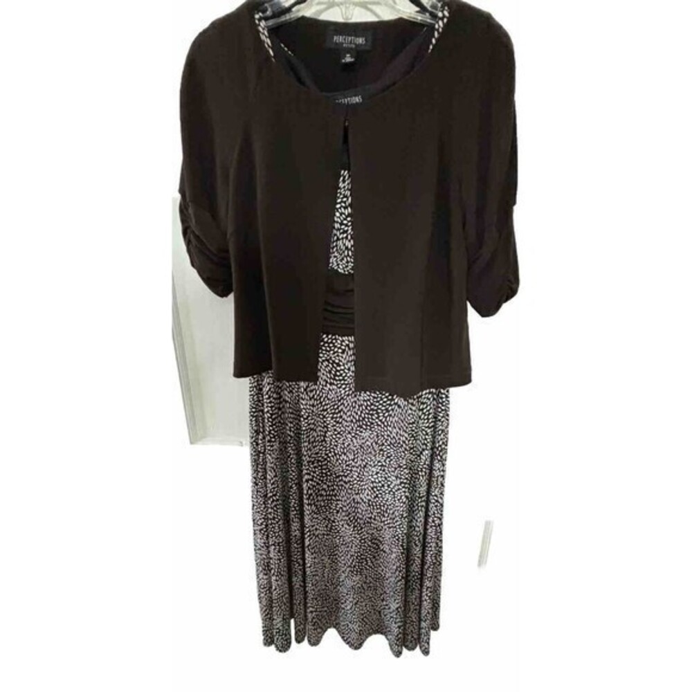 Perceptions New York 2 Pc Sleeveless Dress w/jacket Brown 8